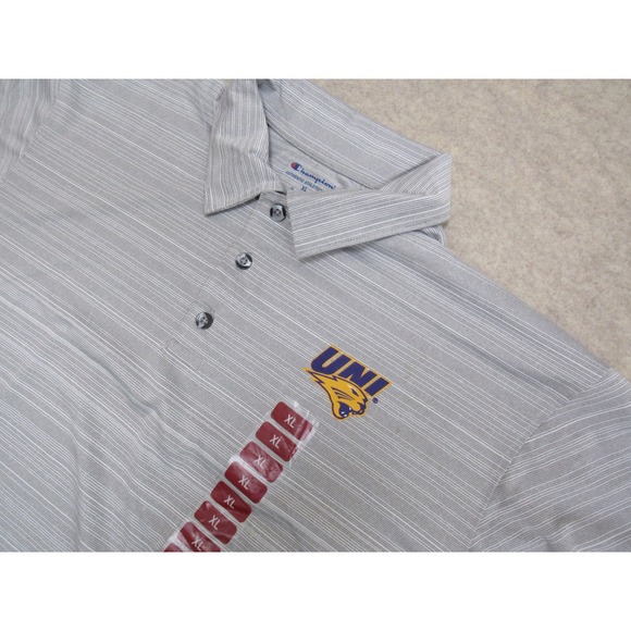 Champion Other - Champion UNI Panthers Polo Shirt Mens XL Grey Striped University Northern Iowa